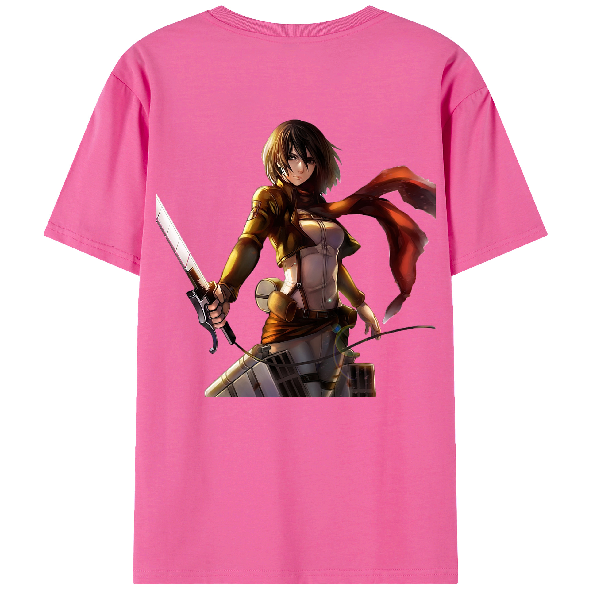 （画像用） 進撃の巨人 ミカサ·アッカーマン Attack on Titan Mikasa Ackerman レディース半袖Tシャツ(バックプリント)